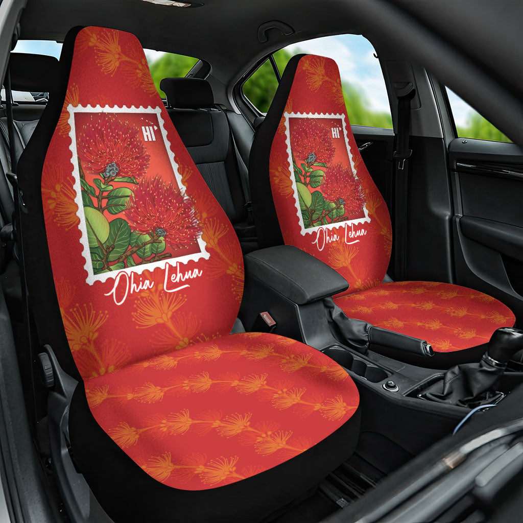 Aloha Hawaii Ohia Lehua Car Seat Cover Hawaiian Lei Stylized Stamp LT14 One Size Red - Polynesian Pride