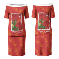 Aloha Hawaii Ohia Lehua Couples Matching Puletasi and Hawaiian Shirt Hawaiian Lei Stylized Stamp LT14 - Polynesian Pride
