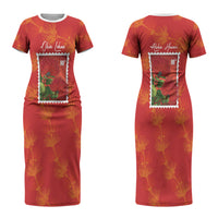 Aloha Hawaii Ohia Lehua Couples Matching Short Sleeve Bodycon Dress and Hawaiian Shirt Hawaiian Lei Stylized Stamp LT14 - Polynesian Pride