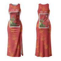 Aloha Hawaii Ohia Lehua Couples Matching Tank Maxi Dress and Long Sleeve Button Shirt Hawaiian Lei Stylized Stamp LT14 - Polynesian Pride