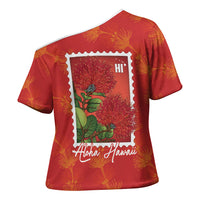 Aloha Hawaii Ohia Lehua Cross Shoulder Shirt Hawaiian Lei Stylized Stamp LT14 - Polynesian Pride