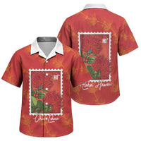 Aloha Hawaii Ohia Lehua Family Matching Puletasi and Hawaiian Shirt Hawaiian Lei Stylized Stamp LT14 Son's Shirt Red - Polynesian Pride
