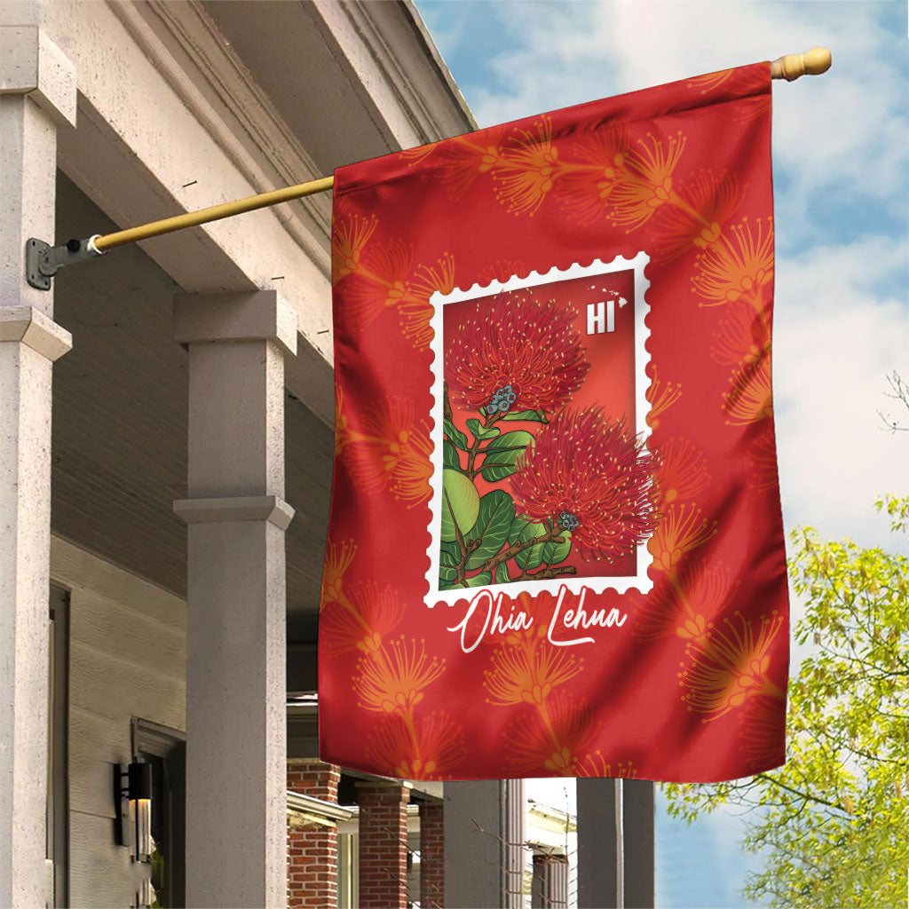 Aloha Hawaii Ohia Lehua Garden Flag Hawaiian Lei Stylized Stamp LT14 House Flag Red - Polynesian Pride