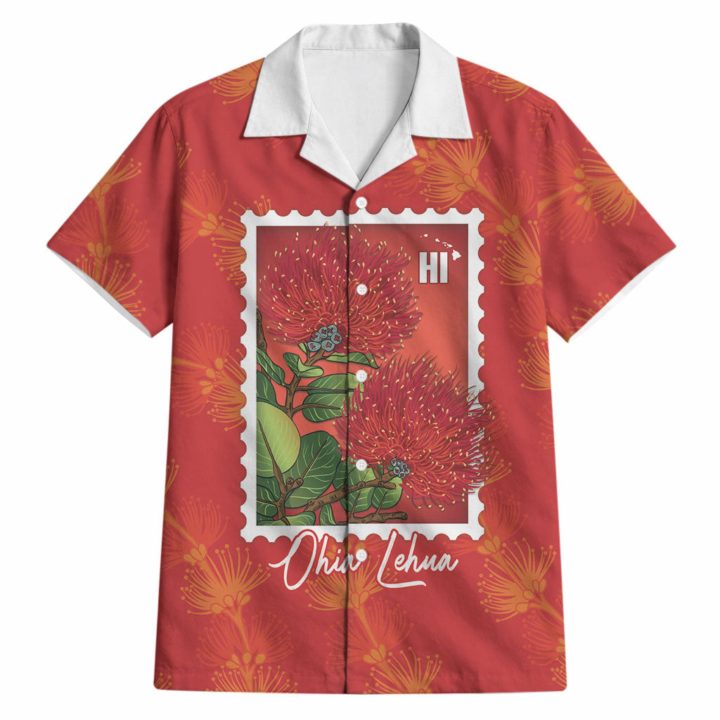 Aloha Hawaii Ohia Lehua Hawaiian Shirt Hawaiian Lei Stylized Stamp
