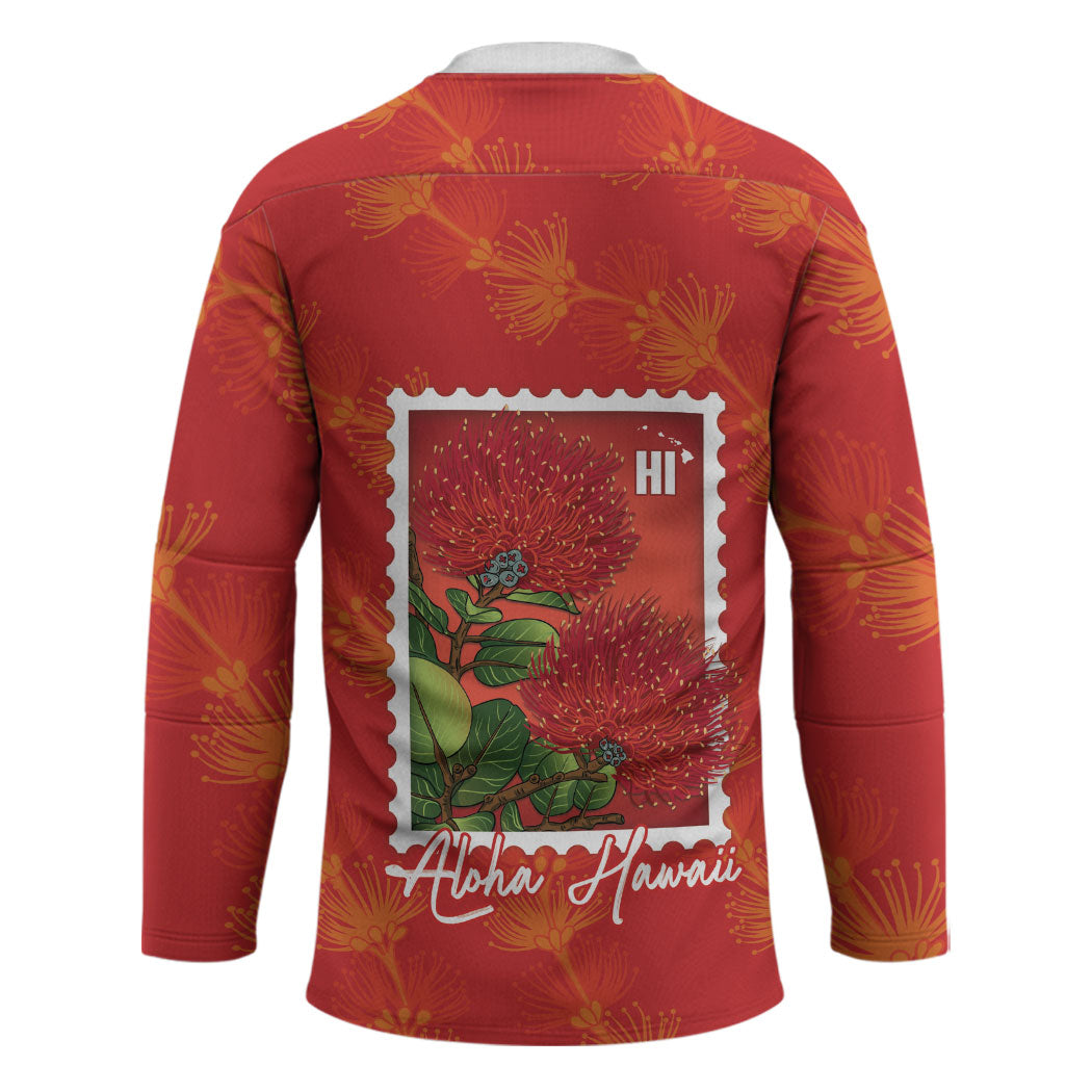 Aloha Hawaii Ohia Lehua Hockey Jersey Hawaiian Lei Stylized Stamp LT14 - Polynesian Pride