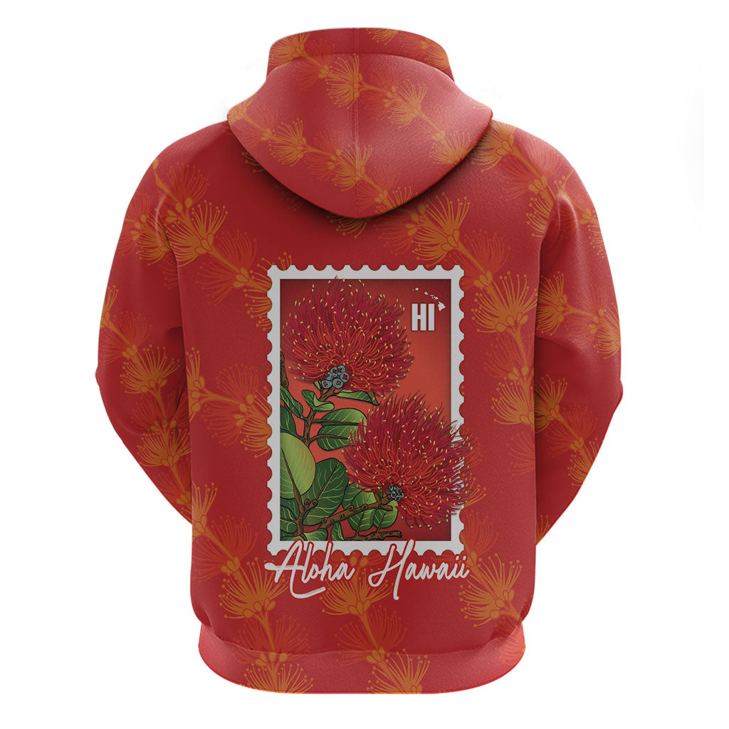 Aloha Hawaii Ohia Lehua Hoodie Hawaiian Lei Stylized Stamp LT14 - Polynesian Pride