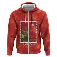 Aloha Hawaii Ohia Lehua Hoodie Hawaiian Lei Stylized Stamp LT14 Zip Hoodie Red - Polynesian Pride