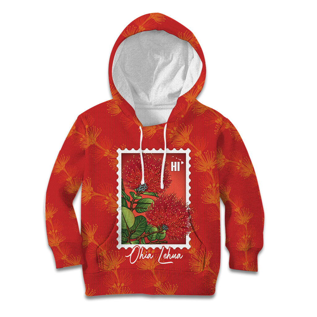 Aloha Hawaii Ohia Lehua Kid Hoodie Hawaiian Lei Stylized Stamp LT14 Hoodie Red - Polynesian Pride