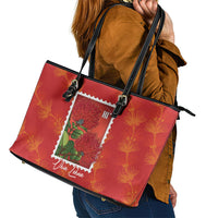 Aloha Hawaii Ohia Lehua Leather Tote Bag Hawaiian Lei Stylized Stamp LT14 - Polynesian Pride