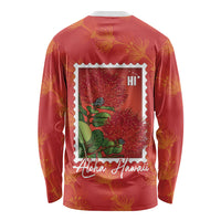 Aloha Hawaii Ohia Lehua Long Sleeve Shirt Hawaiian Lei Stylized Stamp LT14 - Polynesian Pride