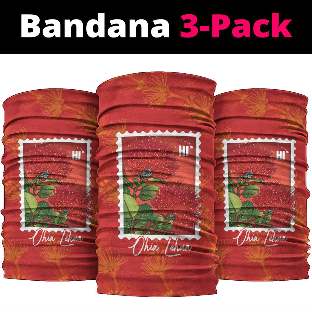 Aloha Hawaii Ohia Lehua Neck Gaiter Hawaiian Lei Stylized Stamp LT14 package One Size: 25*50cm Red - Polynesian Pride