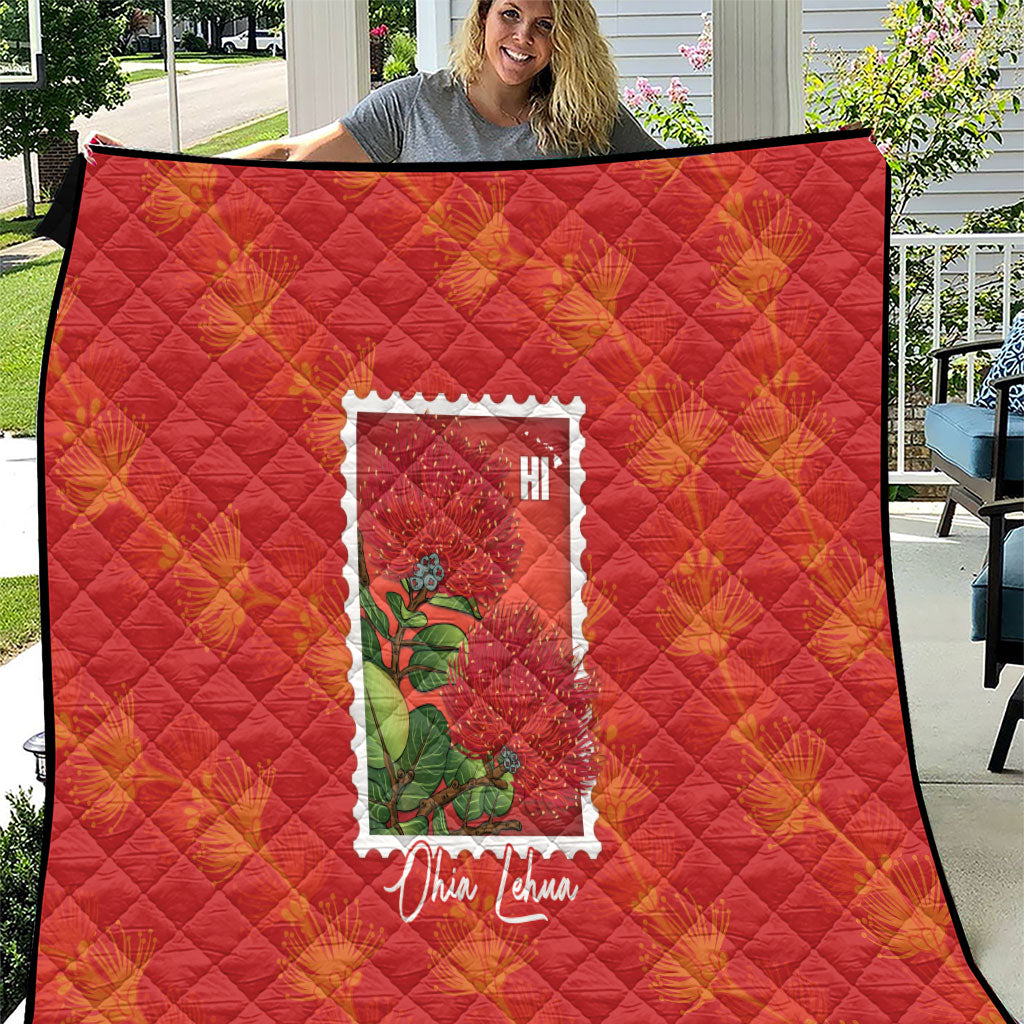 Aloha Hawaii Ohia Lehua Quilt Hawaiian Lei Stylized Stamp LT14 Red - Polynesian Pride