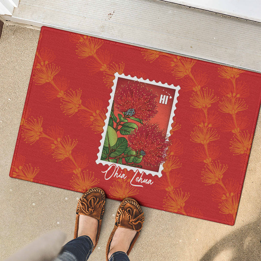 Aloha Hawaii Ohia Lehua Rubber Doormat Hawaiian Lei Stylized Stamp LT14 - Polynesian Pride