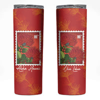 Aloha Hawaii Ohia Lehua Skinny Tumbler Hawaiian Lei Stylized Stamp LT14 Red - Polynesian Pride