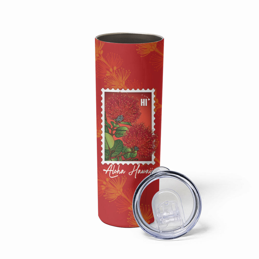 Aloha Hawaii Ohia Lehua Skinny Tumbler Hawaiian Lei Stylized Stamp LT14 - Polynesian Pride