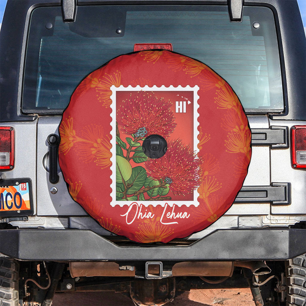 Aloha Hawaii Ohia Lehua Spare Tire Cover Hawaiian Lei Stylized Stamp LT14 Red - Polynesian Pride