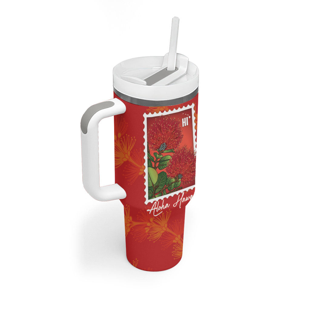 Aloha Hawaii Ohia Lehua Tumbler With Handle Hawaiian Lei Stylized Stamp LT14 - Polynesian Pride
