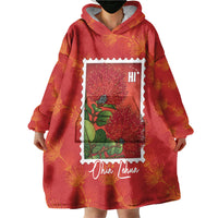 Aloha Hawaii Ohia Lehua Wearable Blanket Hoodie Hawaiian Lei Stylized Stamp LT14 - Polynesian Pride