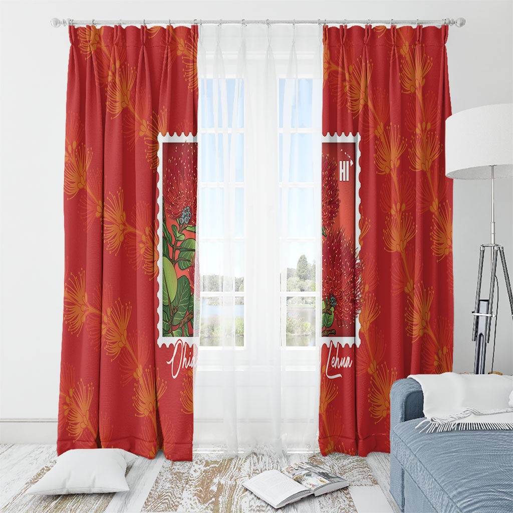 Aloha Hawaii Ohia Lehua Window Curtain Hawaiian Lei Stylized Stamp LT14 - Polynesian Pride