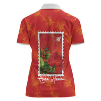 Aloha Hawaii Ohia Lehua Women Polo Shirt Hawaiian Lei Stylized Stamp LT14 - Polynesian Pride