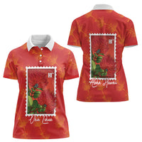 Aloha Hawaii Ohia Lehua Women Polo Shirt Hawaiian Lei Stylized Stamp LT14 - Polynesian Pride