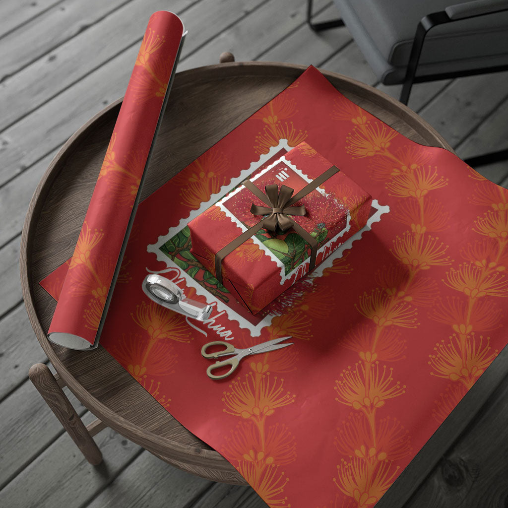 Aloha Hawaii Ohia Lehua Wrapping Paper Hawaiian Lei Stylized Stamp LT14 - Polynesian Pride