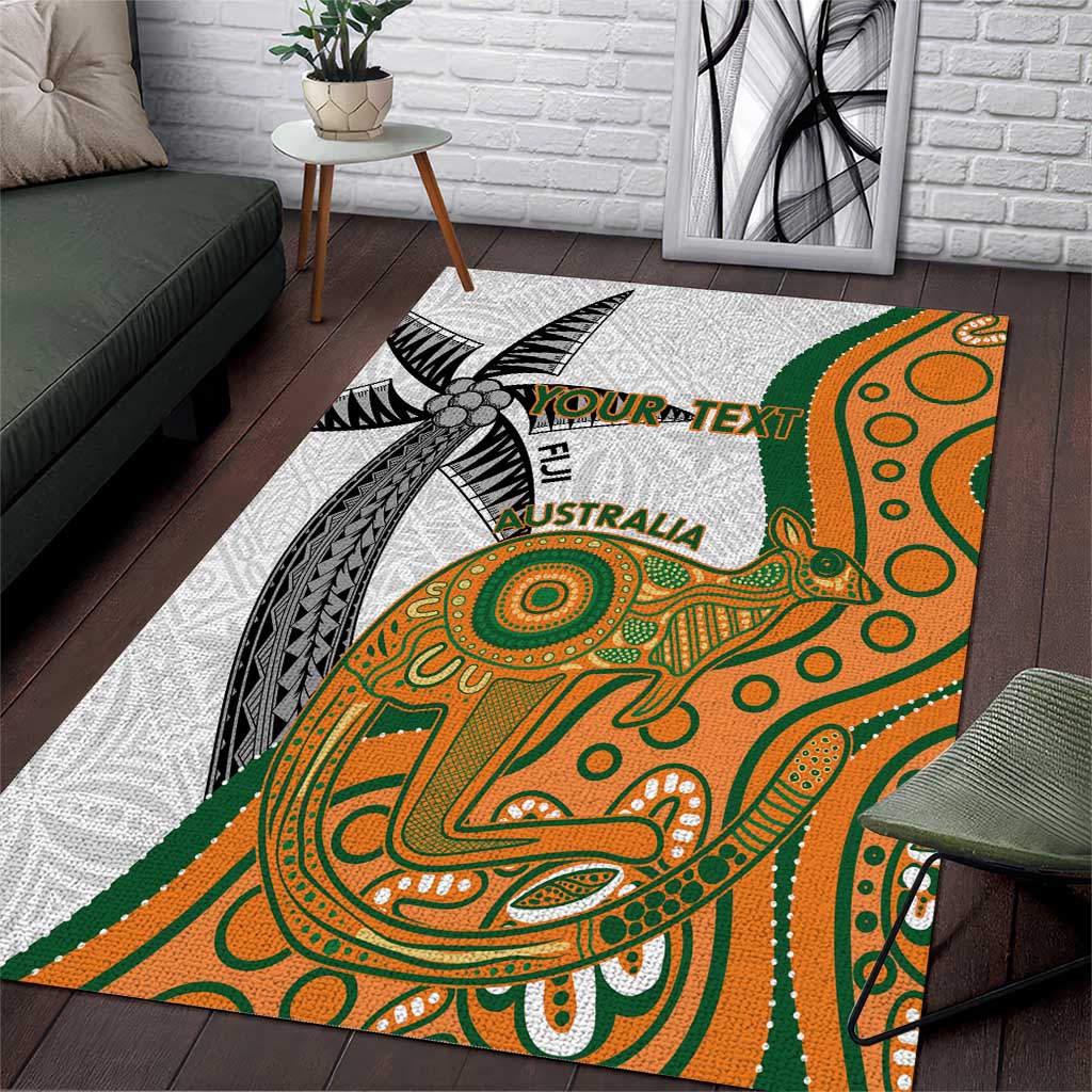 Custom Fiji And Australia Rugby Area Rug Fijian Palm Tree Mix Aussie Kangaroo