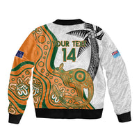 Custom Fiji And Australia Rugby Bomber Jacket Fijian Palm Tree Mix Aussie Kangaroo