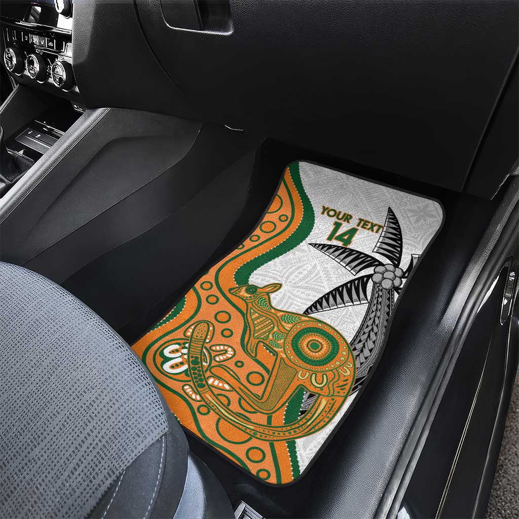 Custom Fiji And Australia Rugby Car Mats Fijian Palm Tree Mix Aussie Kangaroo