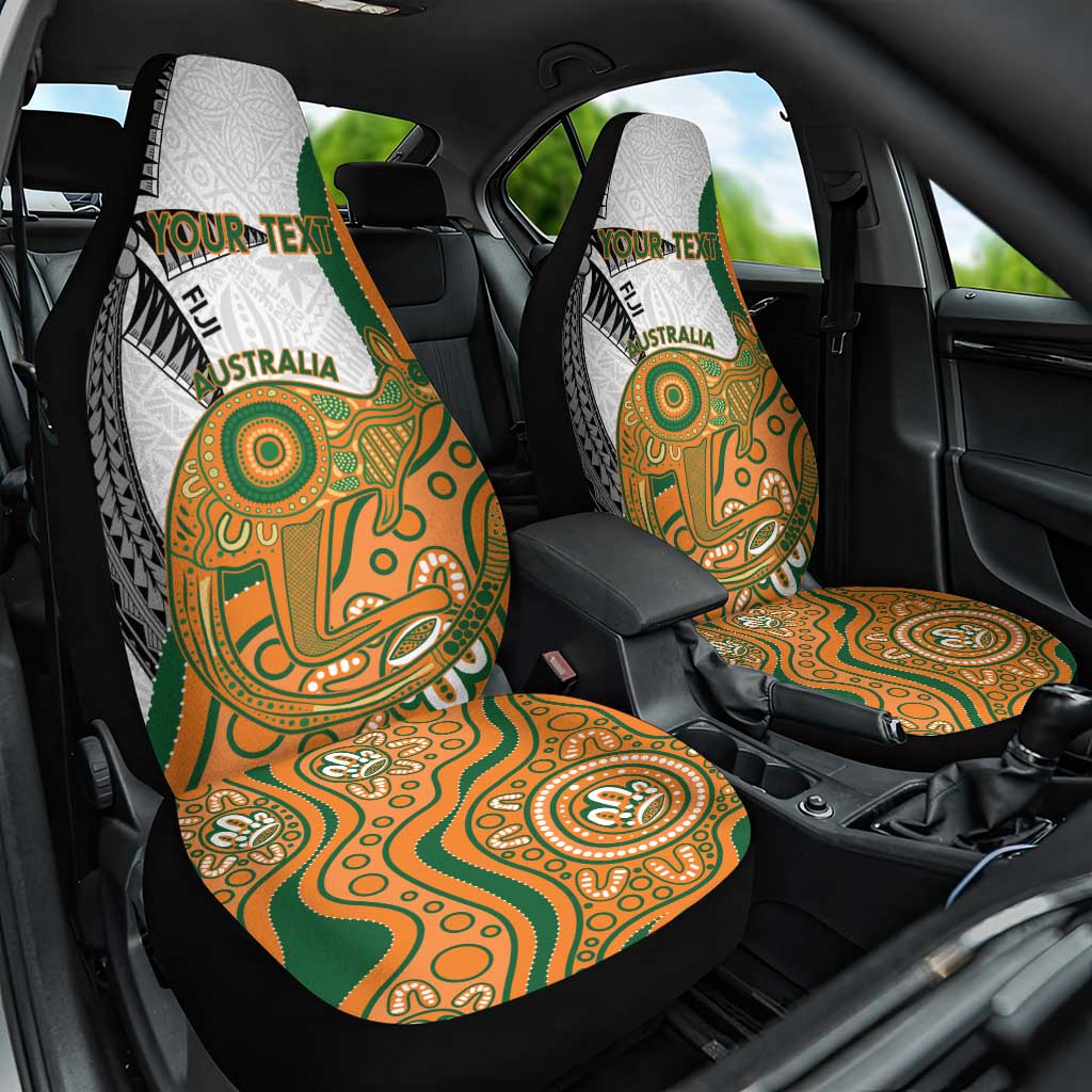 Custom Fiji And Australia Rugby Car Seat Cover Fijian Palm Tree Mix Aussie Kangaroo