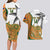 Custom Fiji And Australia Rugby Couples Matching Long Sleeve Bodycon Dress and Hawaiian Shirt Fijian Palm Tree Mix Aussie Kangaroo