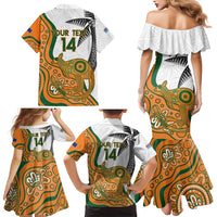 Custom Fiji And Australia Rugby Family Matching Mermaid Dress and Hawaiian Shirt Fijian Palm Tree Mix Aussie Kangaroo