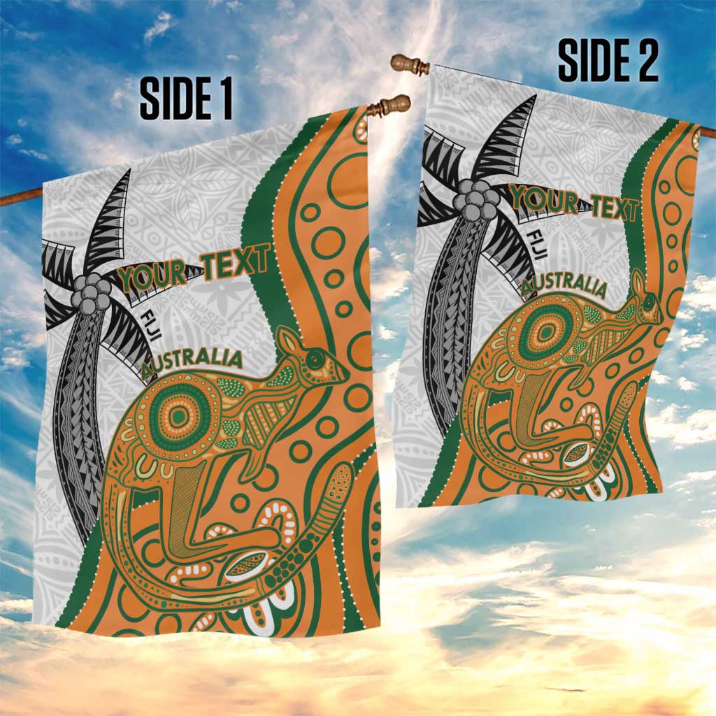 Custom Fiji And Australia Rugby Garden Flag Fijian Palm Tree Mix Aussie Kangaroo