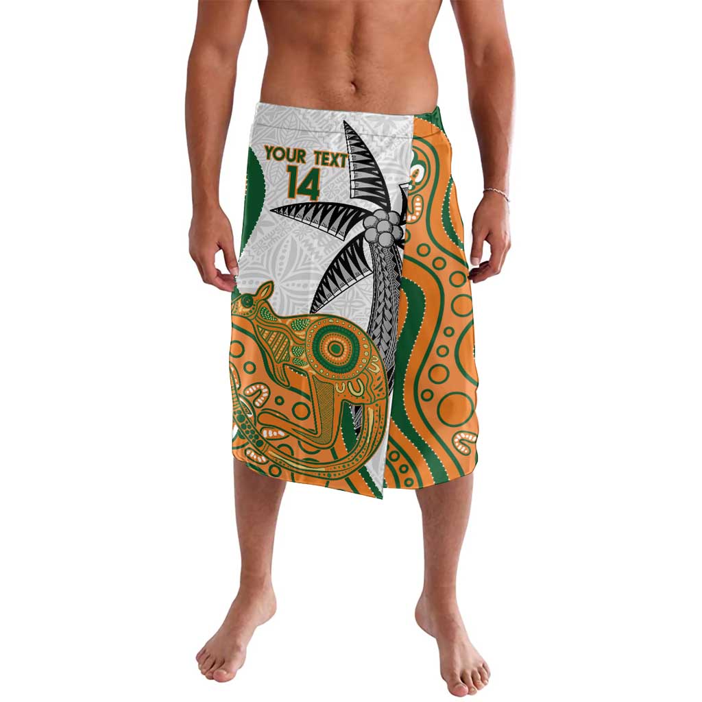 Custom Fiji And Australia Rugby Lavalava Fijian Palm Tree Mix Aussie Kangaroo