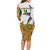 Custom Fiji And Australia Rugby Long Sleeve Bodycon Dress Fijian Palm Tree Mix Aussie Kangaroo