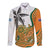 Custom Fiji And Australia Rugby Long Sleeve Button Shirt Fijian Palm Tree Mix Aussie Kangaroo