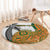 Custom Fiji And Australia Rugby Round Carpet Fijian Palm Tree Mix Aussie Kangaroo