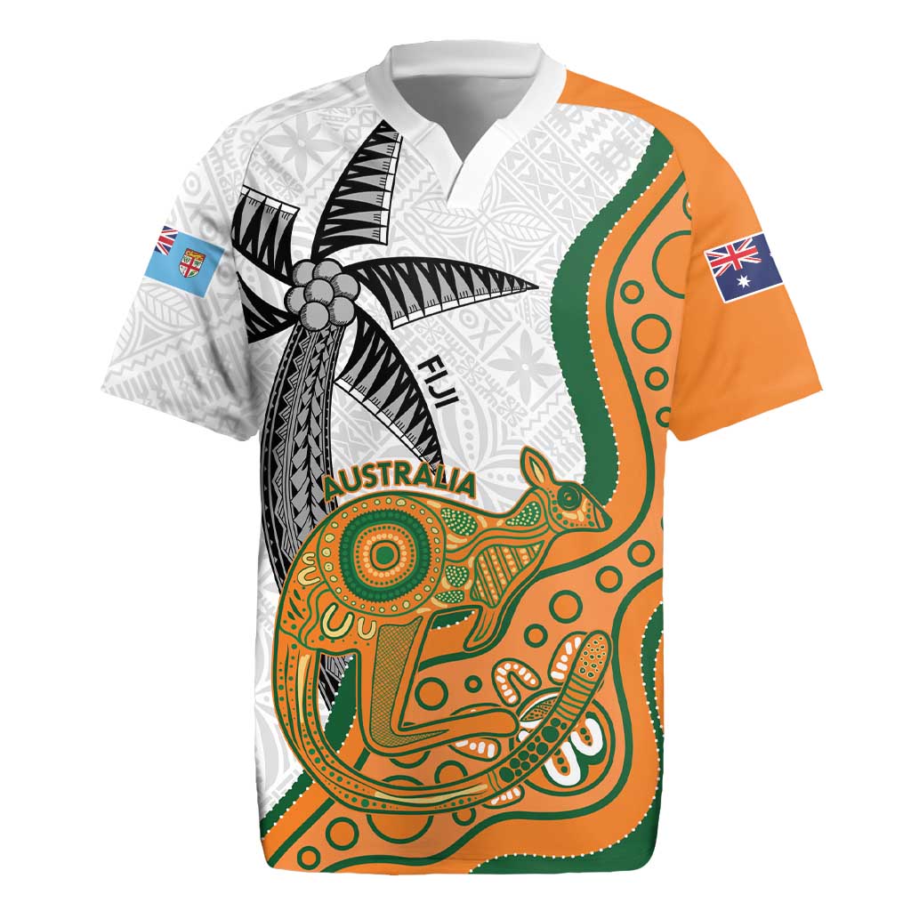 Custom Fiji And Australia Rugby Rugby Jersey Fijian Palm Tree Mix Aussie Kangaroo