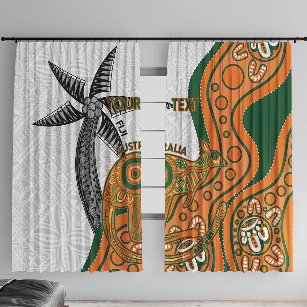 Custom Fiji And Australia Rugby Window Curtain Fijian Palm Tree Mix Aussie Kangaroo