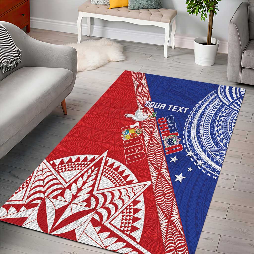 Tonga and Samoa Rugby Custom Area Rug Ikale Tahi Manu Samoa Together - Polynesian Pride