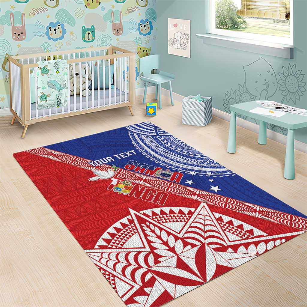 Tonga and Samoa Rugby Custom Area Rug Ikale Tahi Manu Samoa Together - Polynesian Pride