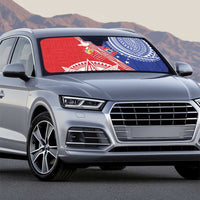 Tonga and Samoa Rugby Custom Auto Sun Shade Ikale Tahi Manu Samoa Together - Polynesian Pride