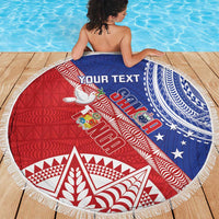 Tonga and Samoa Rugby Custom Beach Blanket Ikale Tahi Manu Samoa Together LT14 - Polynesian Pride