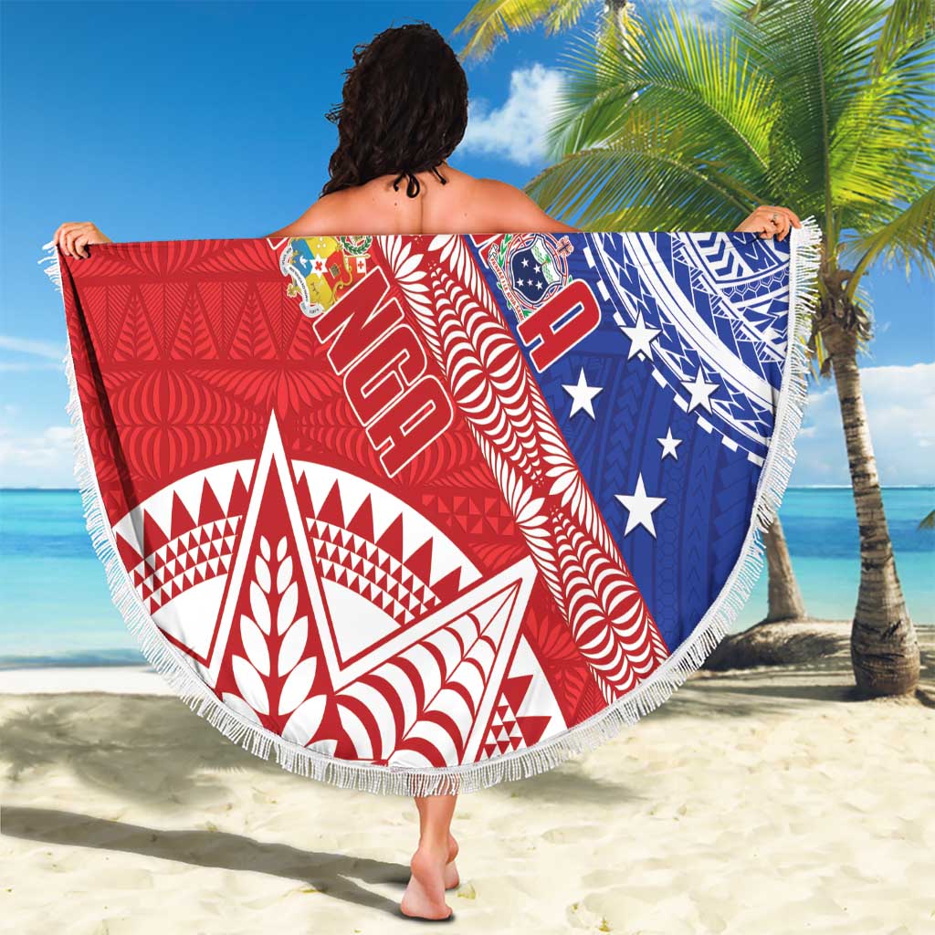 Tonga and Samoa Rugby Custom Beach Blanket Ikale Tahi Manu Samoa Together LT14 - Polynesian Pride