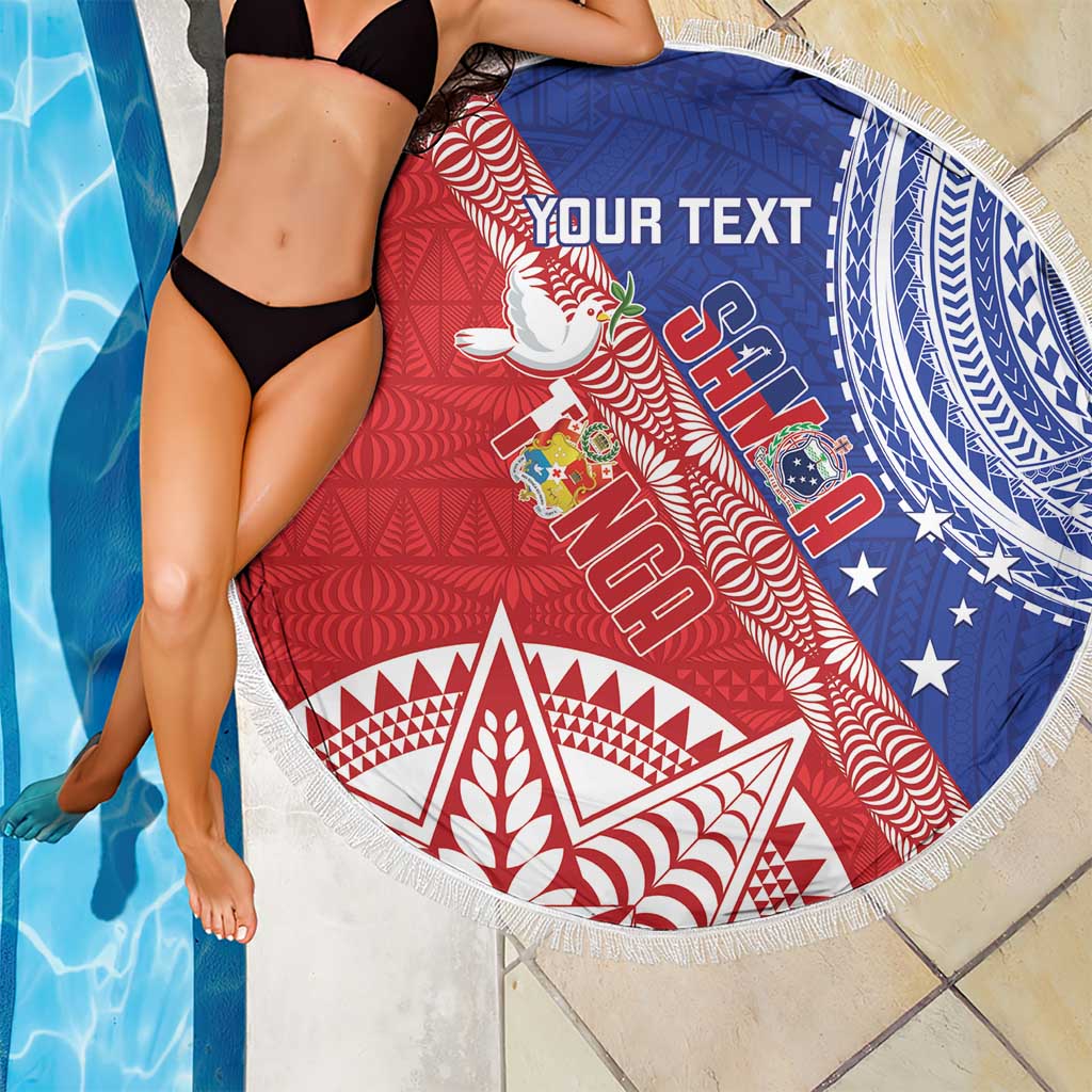Tonga and Samoa Rugby Custom Beach Blanket Ikale Tahi Manu Samoa Together LT14 - Polynesian Pride