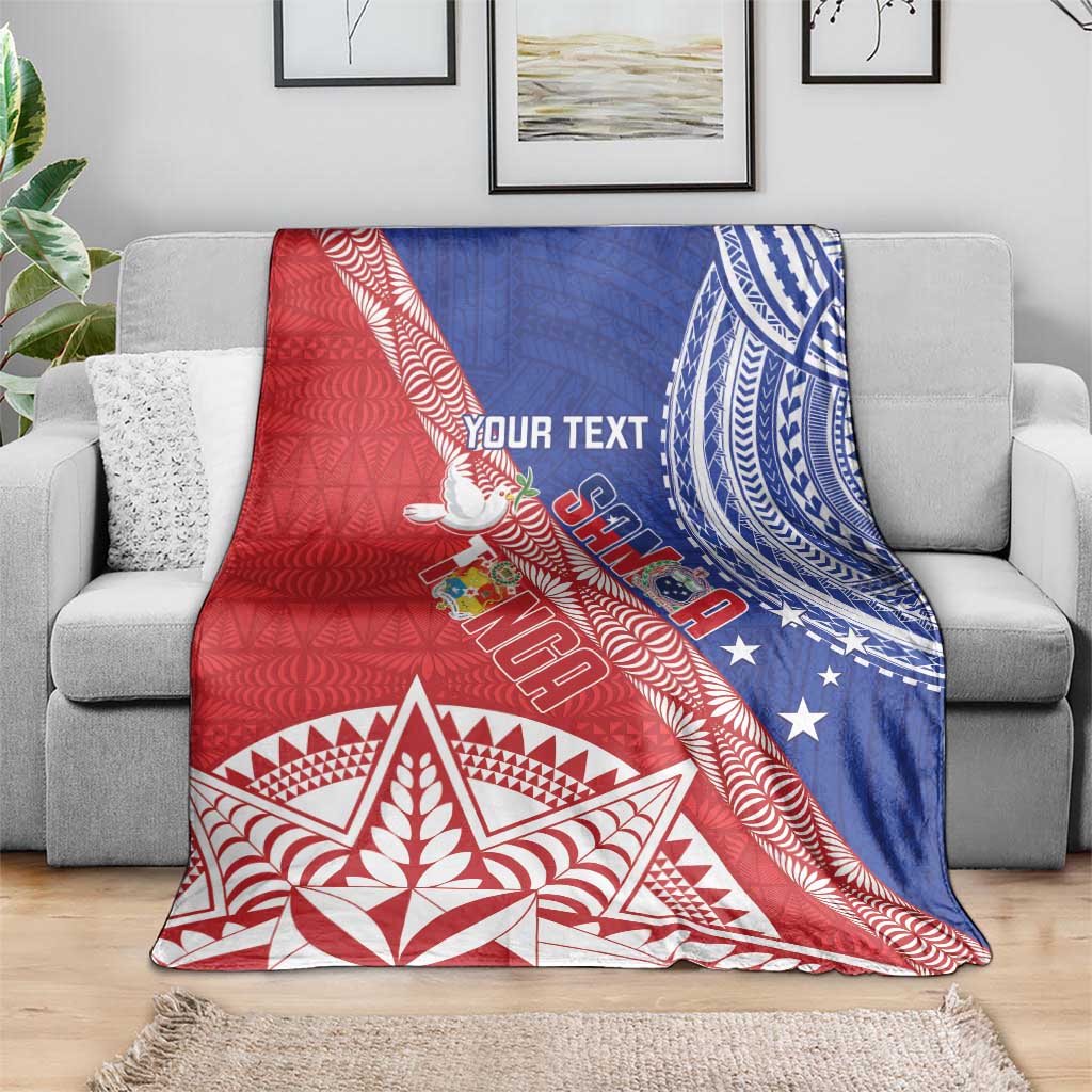 Tonga and Samoa Rugby Custom Blanket Ikale Tahi Manu Samoa Together - Polynesian Pride