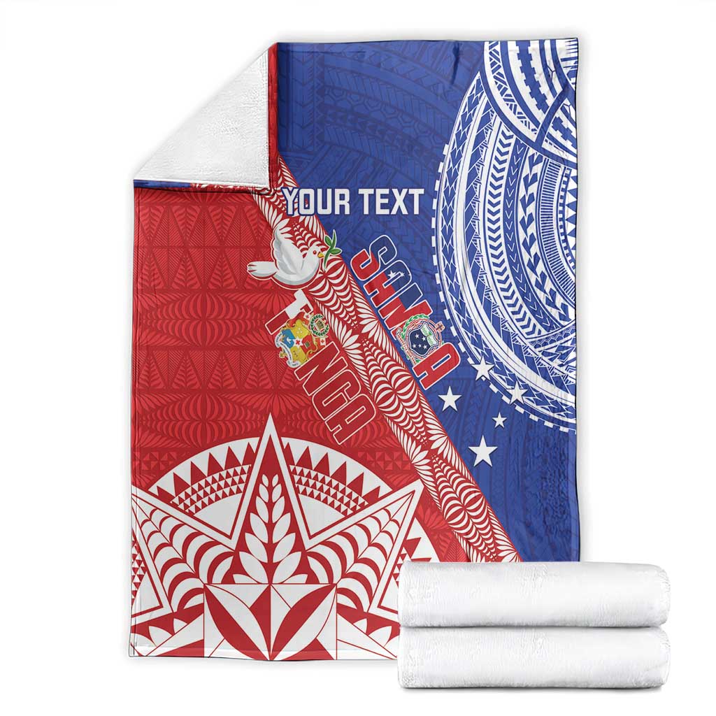 Tonga and Samoa Rugby Custom Blanket Ikale Tahi Manu Samoa Together - Polynesian Pride