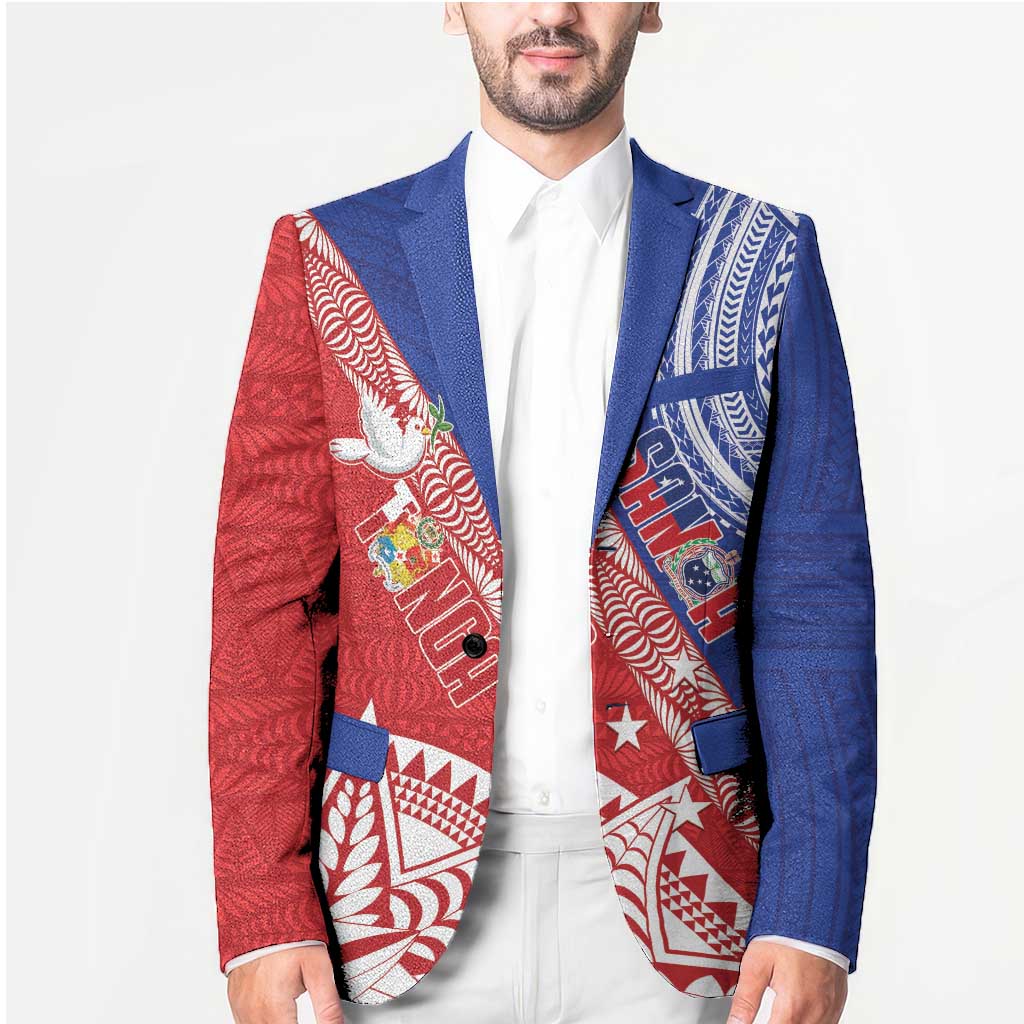 Tonga and Samoa Rugby Custom Blazer Ikale Tahi Manu Samoa Together - Polynesian Pride