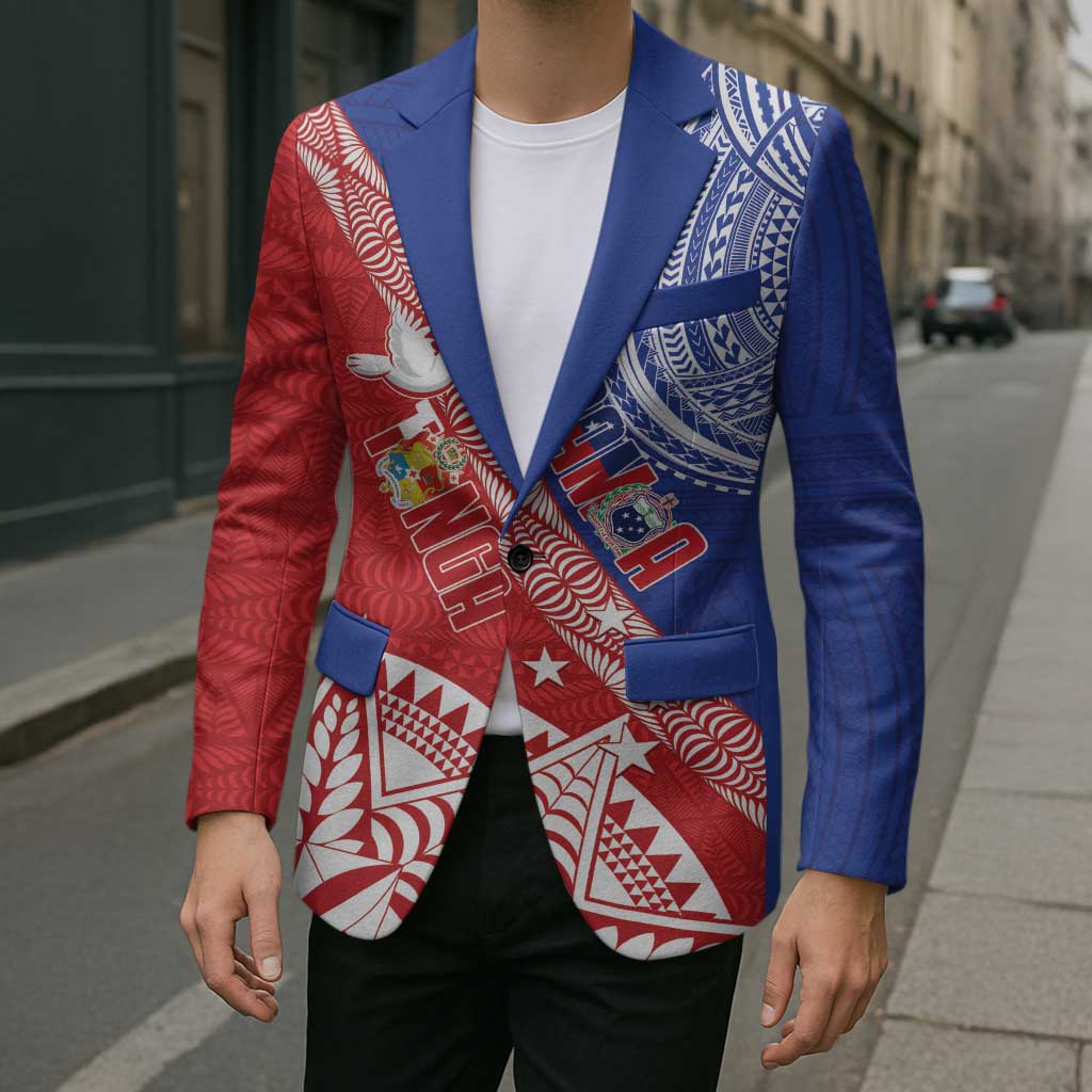 Tonga and Samoa Rugby Custom Blazer Ikale Tahi Manu Samoa Together - Polynesian Pride