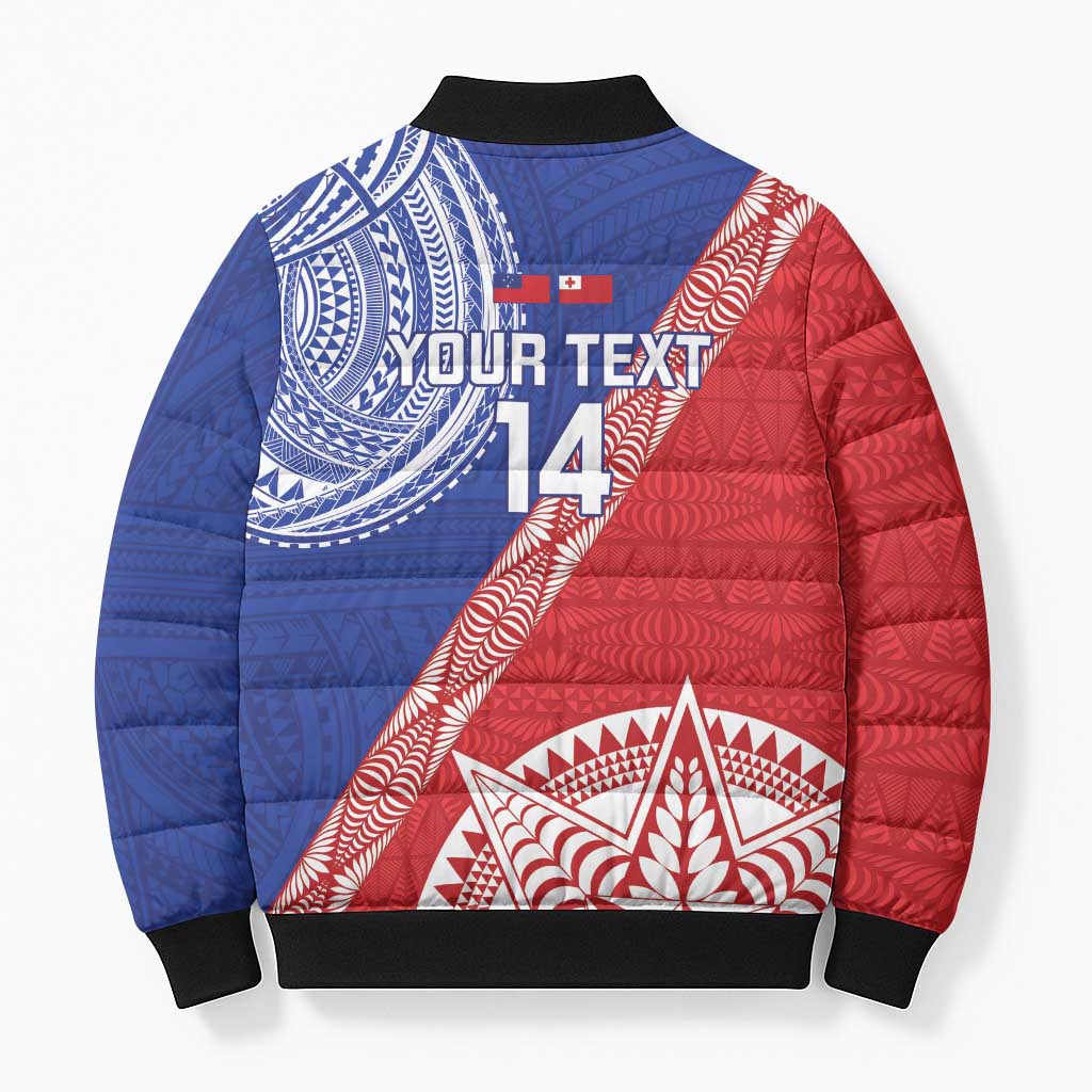 Tonga and Samoa Rugby Custom Bomber Puffer Jacket Ikale Tahi Manu Samoa Together LT14 - Polynesian Pride